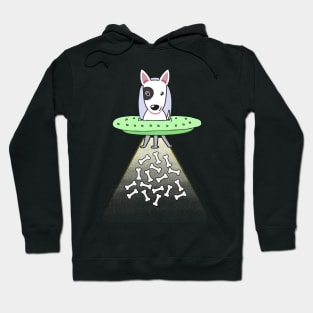 Funny bull terrier dog is flying a ufo Hoodie